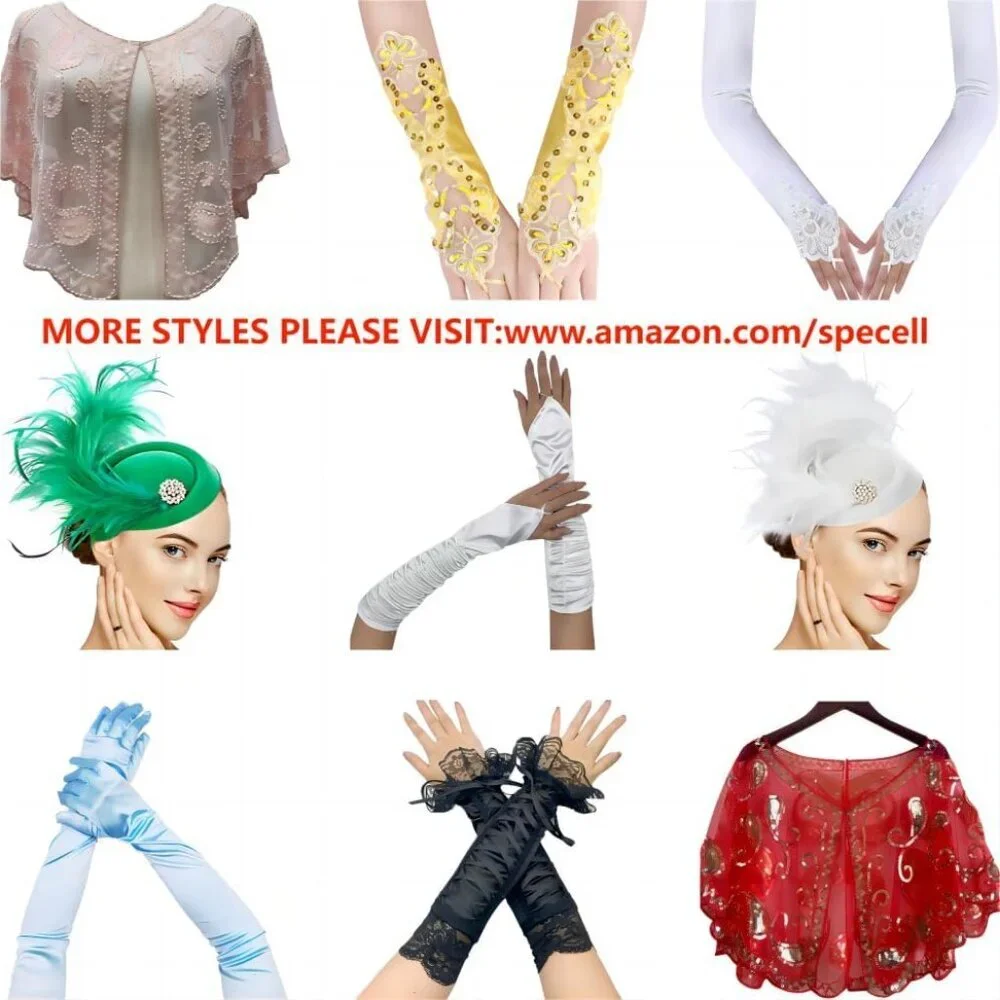 Women's A-Mesh-‌White Rhinestone Sparkly Elbow Length Gloves Halloween Costumes